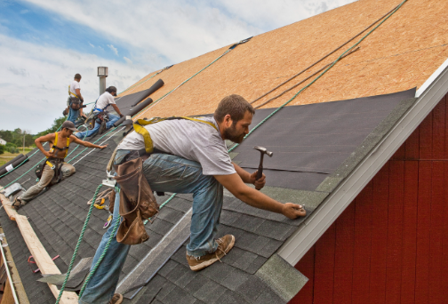 Roofing construction work